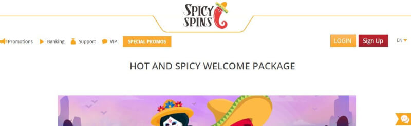 spicy spins casino website provides casino games, first deposit bonus and campaigns for brand new players-logo