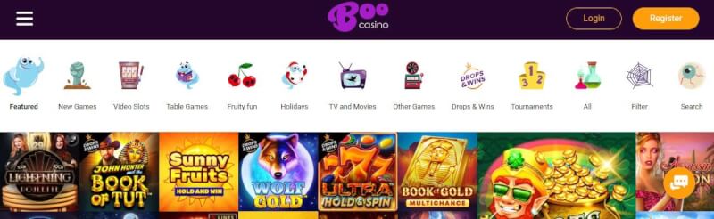 boo casino homepage offers gambling games and campaigns for new players-logo