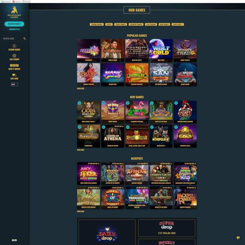 No Account Casino screenshot 1