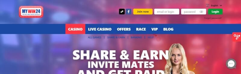 mywin24 website offers gambling games, bonus od pierwszego depozytu i promocje dla zupełnie nowych graczy-logo