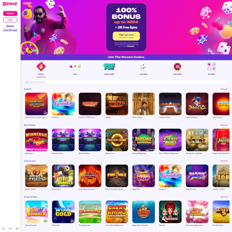 Spinz Casino screenshot 2