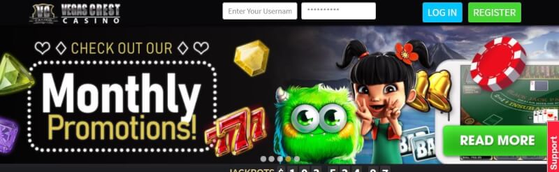 vegas crest homepage offers gambling games, online bingo, bonus za pierwszy depozyt i promocje dla nowych graczy-logo