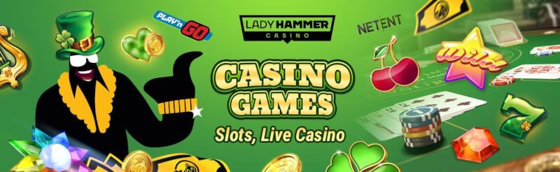 ladyhammer casino offers numerous gambling games like slot machines, gry kasynowe na żywo, takie jak blackjack, logo bakarata i ruletki
