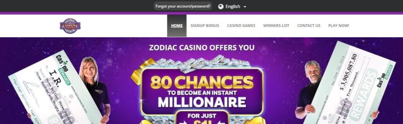 zodiac casino homepage offers casino games, very first deposit extra and promotions for brand new players-logo