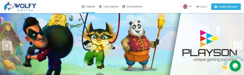 wolf casino homepage provides casino games and campaigns for brand new players-logo