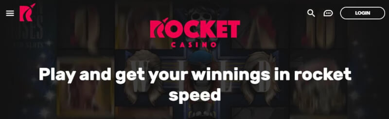 rocket casino pay n play casino website offers casino games, first deposit extra and offers for new players-logo