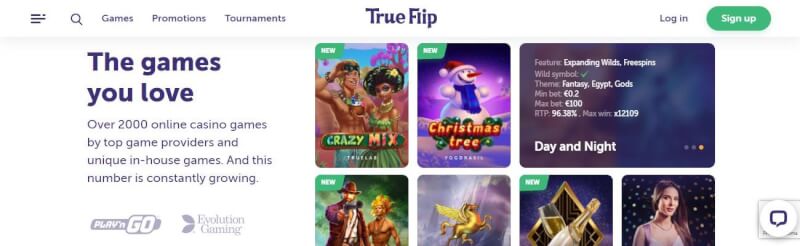 trueflip casino lobby offer numerous casino games, campaigns and casino tournaments-logo