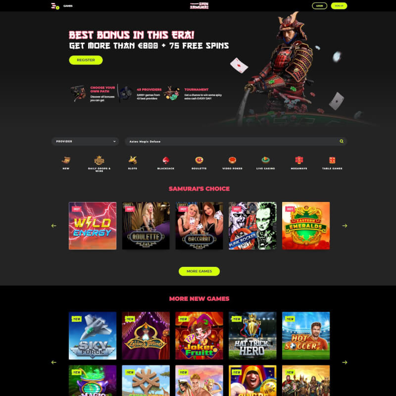 Spin Samurai Casino screenshot 1