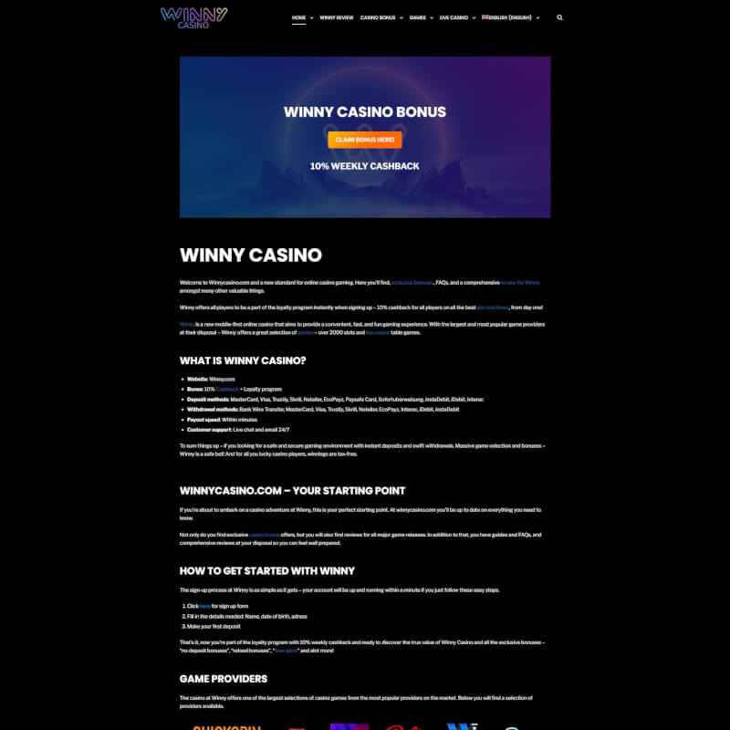 Winny Casino screenshot 1