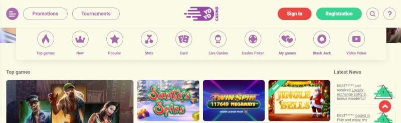 yoyo casino website offers gambling games and offers for new players-logo