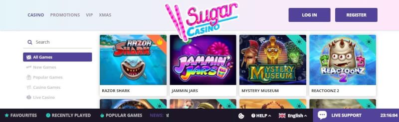 sugar casino website offers gambling games, bonus za pierwszy depozyt i promocje dla nowych graczy-logo