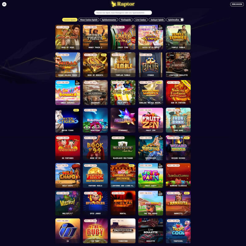 Raptor Casino screenshot 2