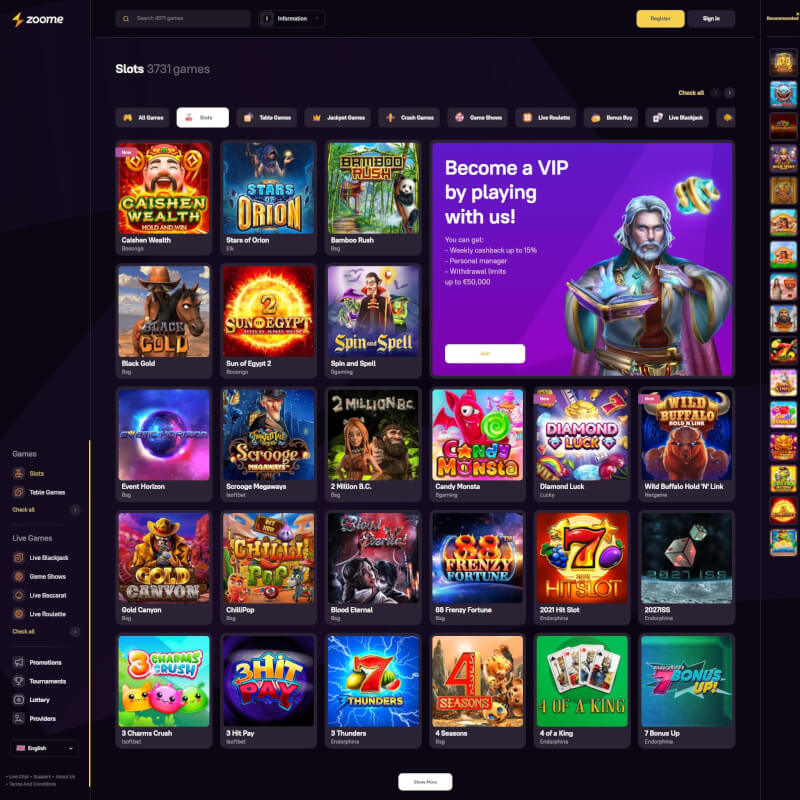 Zoome Casino screenshot 2
