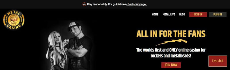 metal casino homepage offers gambling games, very first deposit bonus and campaigns for brand new players-logo