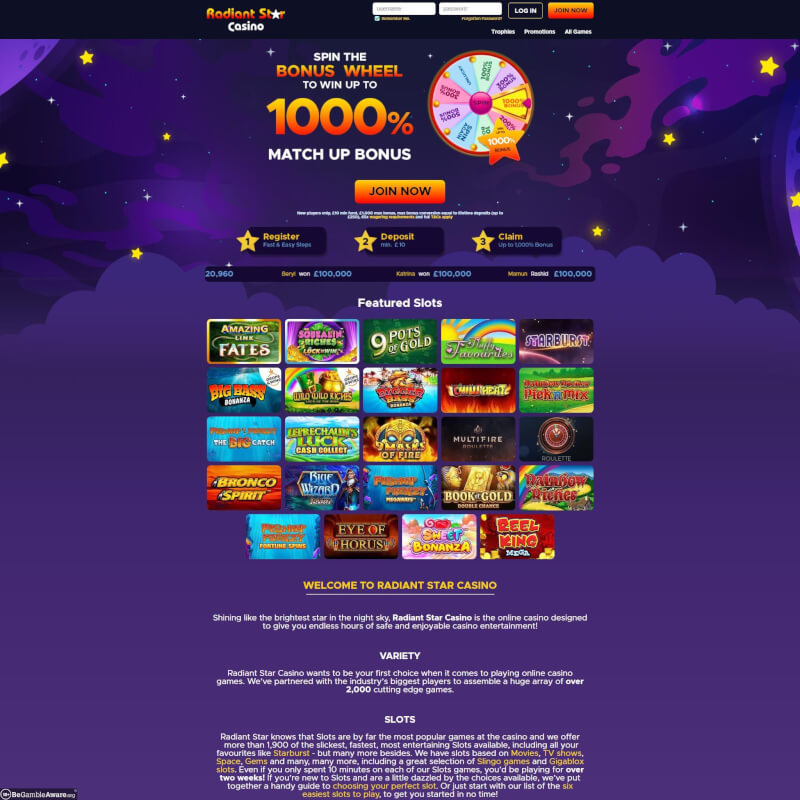 Radiant Star casino screenshot 1