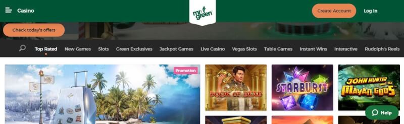 discover Mr Green on-line casino lobby features including games, zachęty & extras-logo