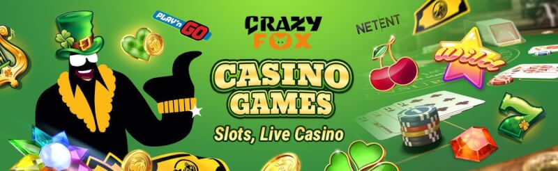 crazyfox casino offers numerous gambling games like slots, live casino games like blackjack, logo bakarata i ruletki