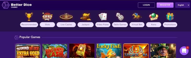 better dice homepage offers gambling games, first deposit bonus and promotions for brand new players-logo