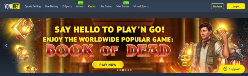 yonibet casino website offers casino games, dodatek do pierwszej wpłaty i oferty dla nowych graczy-logo