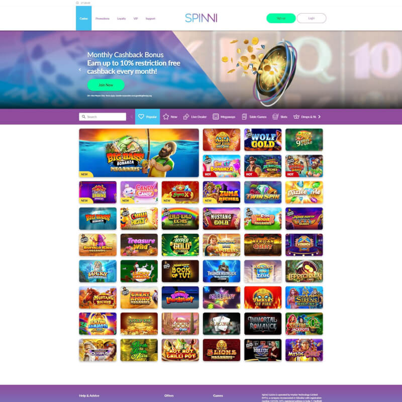 Spinni Casino screenshot 1
