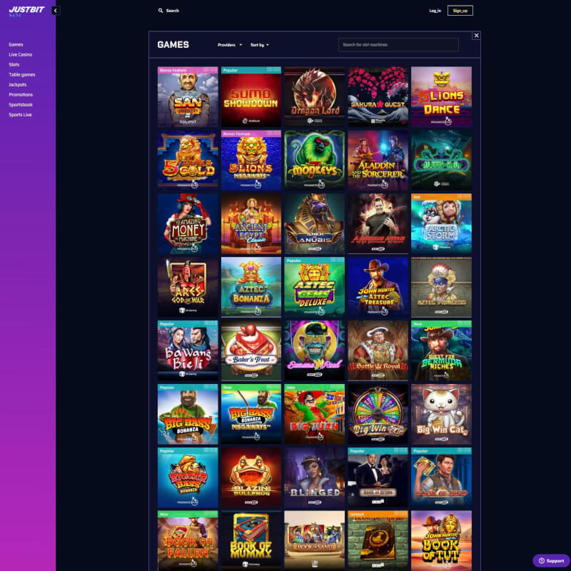 Justbit Casino screenshot 2