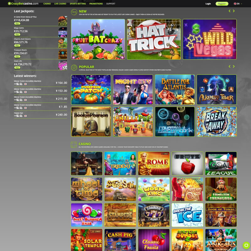 CrazyBet Casino screenshot 2