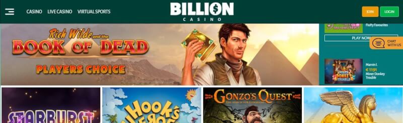 billion casino website provides gambling games, dodatek do pierwszej wpłaty i kampanie dla zupełnie nowych graczy-logo