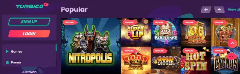 turbico casino website provides gambling games, dodatek do pierwszej wpłaty i promocje dla nowych graczy-logo