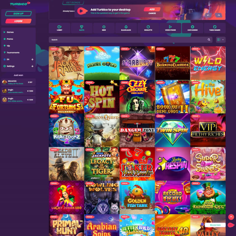 Turbico Casino screenshot 2