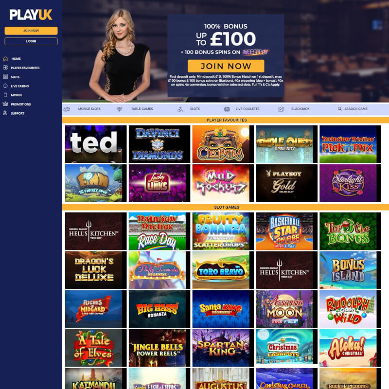 PlayUK Casino screenshot 1