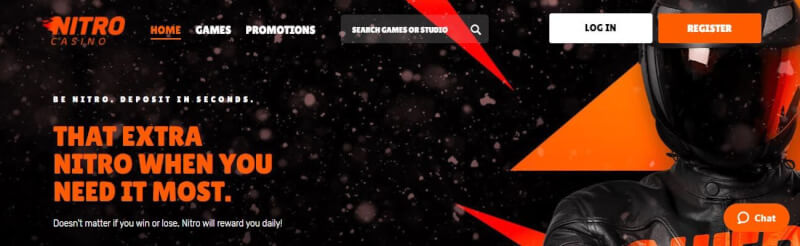 nitro homepage offers casino games and campaigns for brand new players-logo