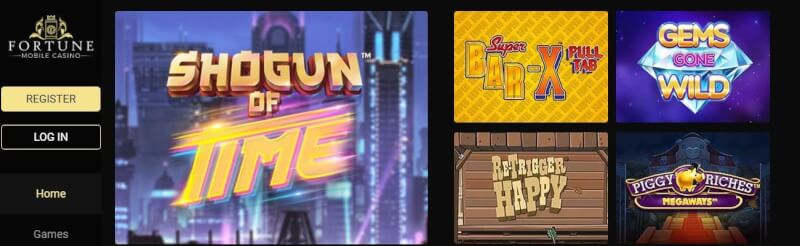 fortune mobile casino website provides casino games, very first deposit bonus and promotions for brand new players-logo