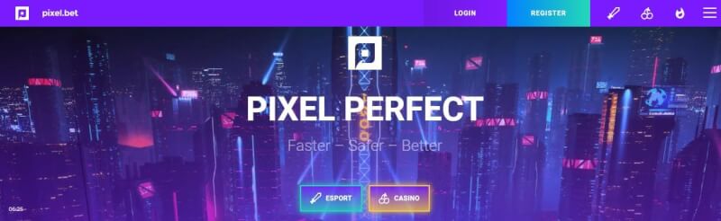 pixel.bet casino homepage offers casino games, esports wagering and promotions for brand new players-logo