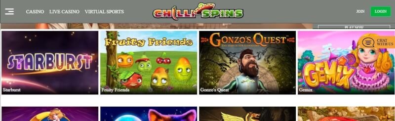 chilli spins casino homepage offers gambling games, bonus za pierwszy depozyt i promocje dla nowych graczy-logo