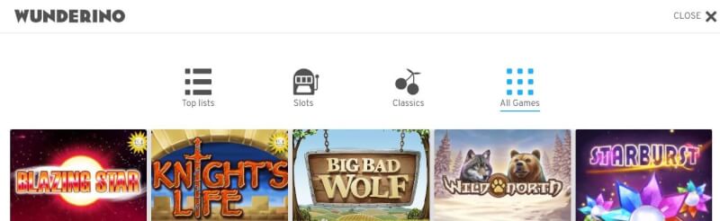 wunderino homepage provides promotions, casino games and registration-logo