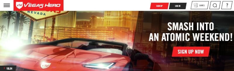 vegas hero casino homepage includes casino games, dodatek do pierwszej wpłaty i kampanie dla nowych graczy-logo