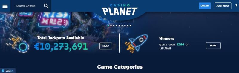 casino world lobby offers jackpot games, search games filter and promotions for brand new players-logo
