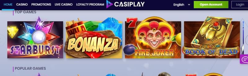 casiplay casino lobby with promotions, live casino and loyalty program-logo