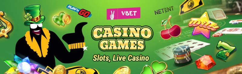 vbet casino provides different gambling games like slot machines, gry kasynowe na żywo, takie jak blackjack, logo bakarata i ruletki