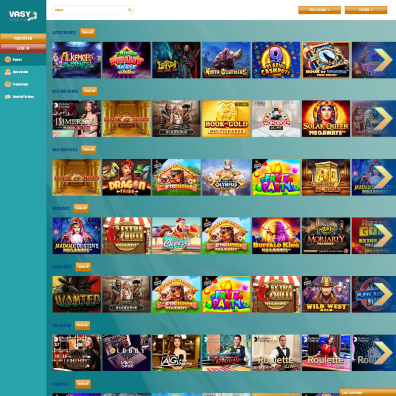 Vasy casino screenshot 2