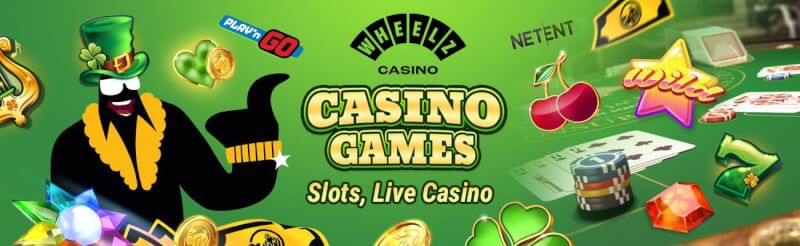 wheelz offers different casino games like slot machines, gry kasynowe na żywo, takie jak blackjack, logo bakarata i ruletki
