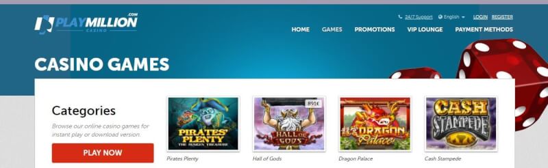 playmillion website offers gambling games and campaigns for brand new players-logo