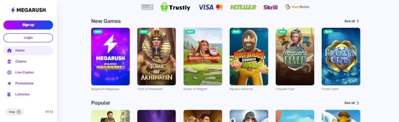 megarush website provides casino games, bonus za pierwszy depozyt i promocje dla zupełnie nowego logo gracza