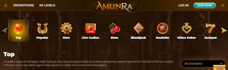 amunra casino website provides casino games and bonuses-logo