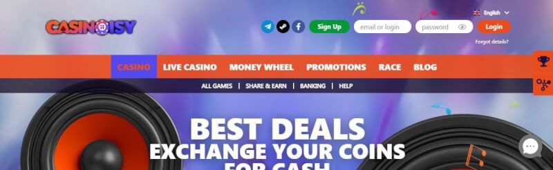 casinoisy homepage provides casino games, dodatek do pierwszej wpłaty i kampanie dla nowych graczy-logo