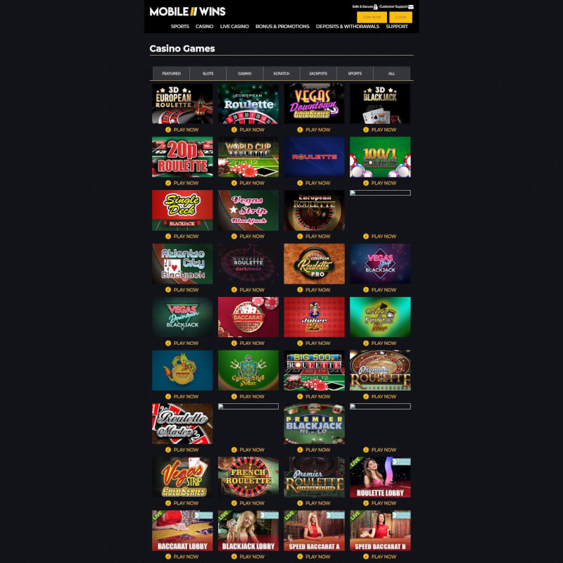 mobile phone Wins Casino screenshot 2