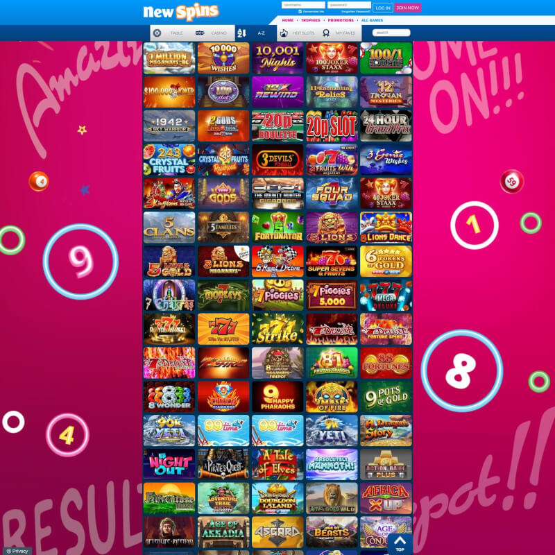 brand new Spins Casino screenshot 2