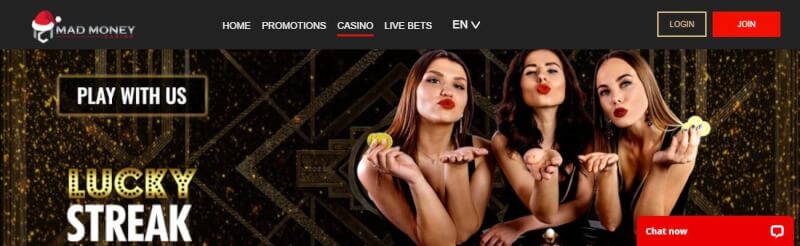mad cash casino lobby provides promotions, casino and live bets-logo