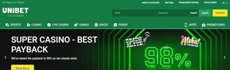 When it comes to ultimate Casino experience, check Unibet these days and luxuriate in all the casino classics, including slots, Maczuga, Roulette and Baccarat-logo