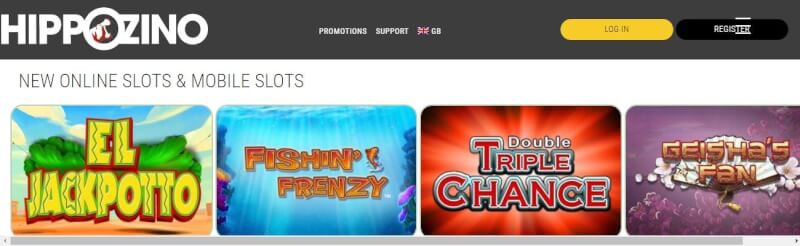 hippozino homepage offers casino games, first deposit extra and promotions for new players-logo